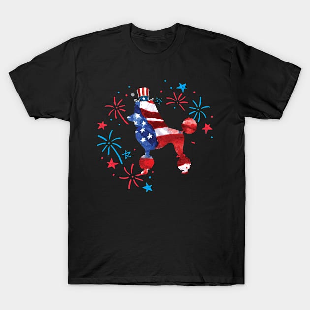 Poodle Uncle Sam Hat 4Th Of July T-Shirt by TerronesAdrianer